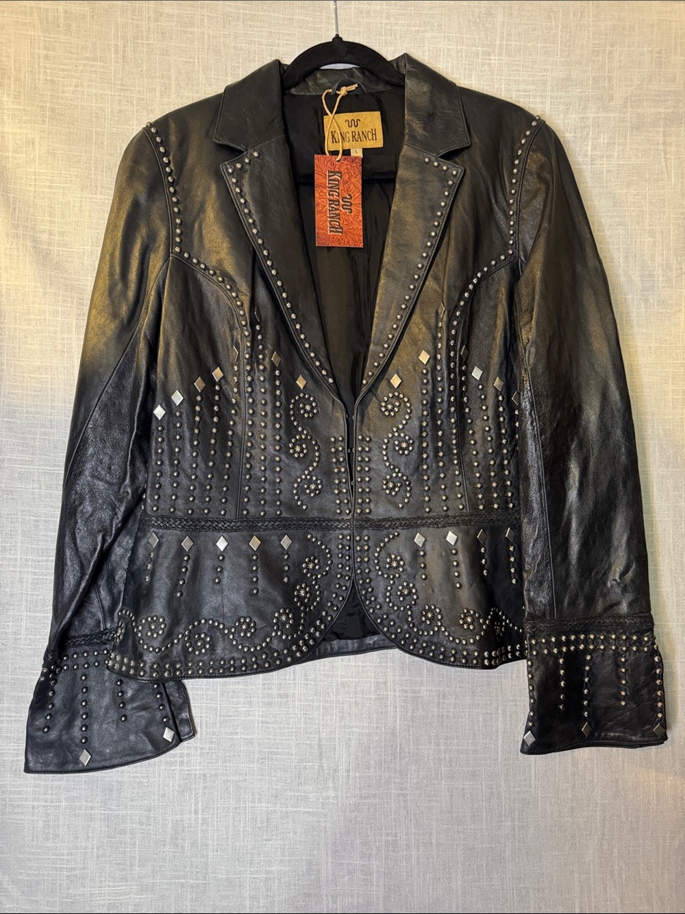 King Ranch Women's Black Studded Leather Blazer